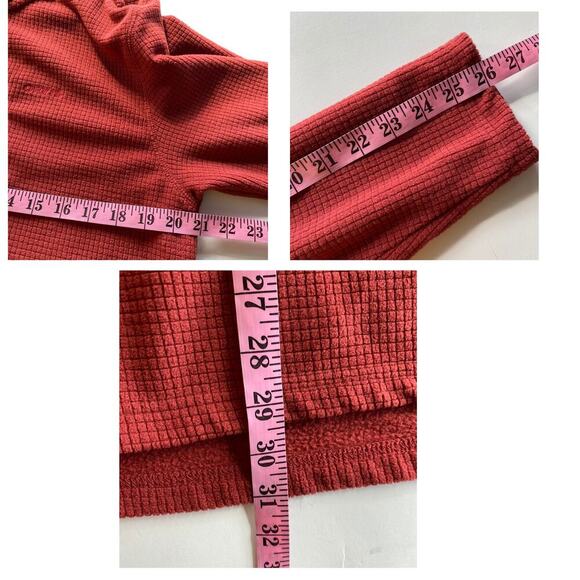 Orvis Waffle Knit 1/4 Zip Thermal Fleece Sweatshirt Men M Rust Orange Mock Neck - Picture 9 of 9